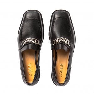 Puff black leather loafers photo - 2