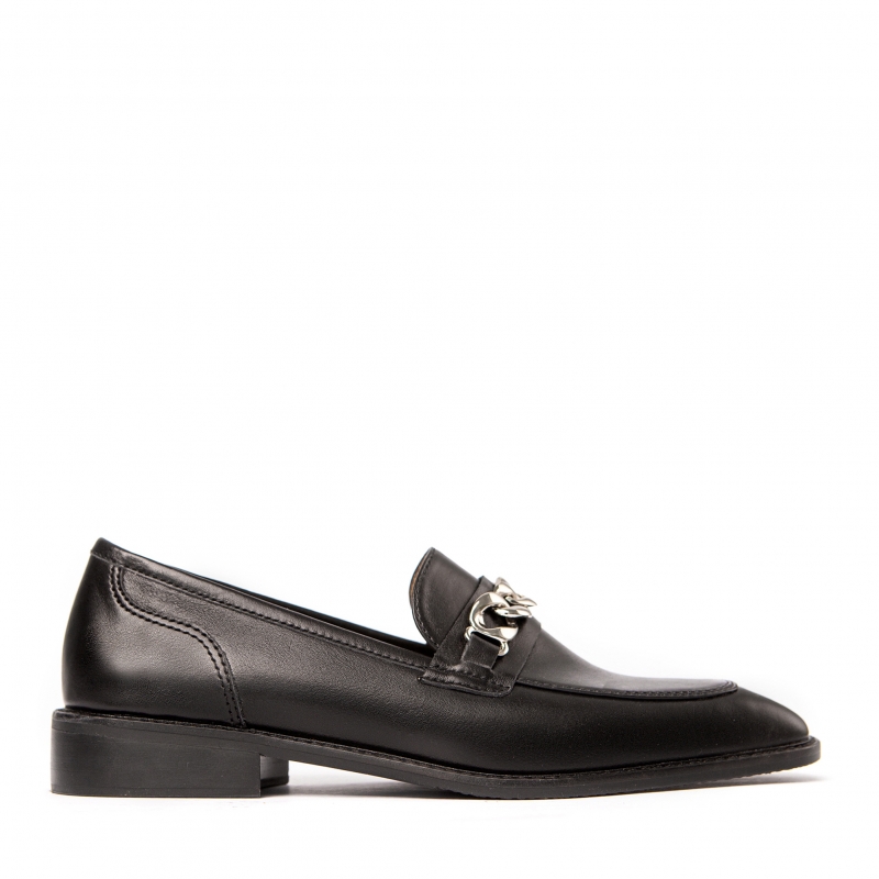 Puff black leather loafers photo - 1