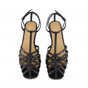 Gwen black leather sandals