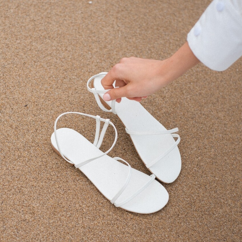 Esma white leather sandals photo - 5