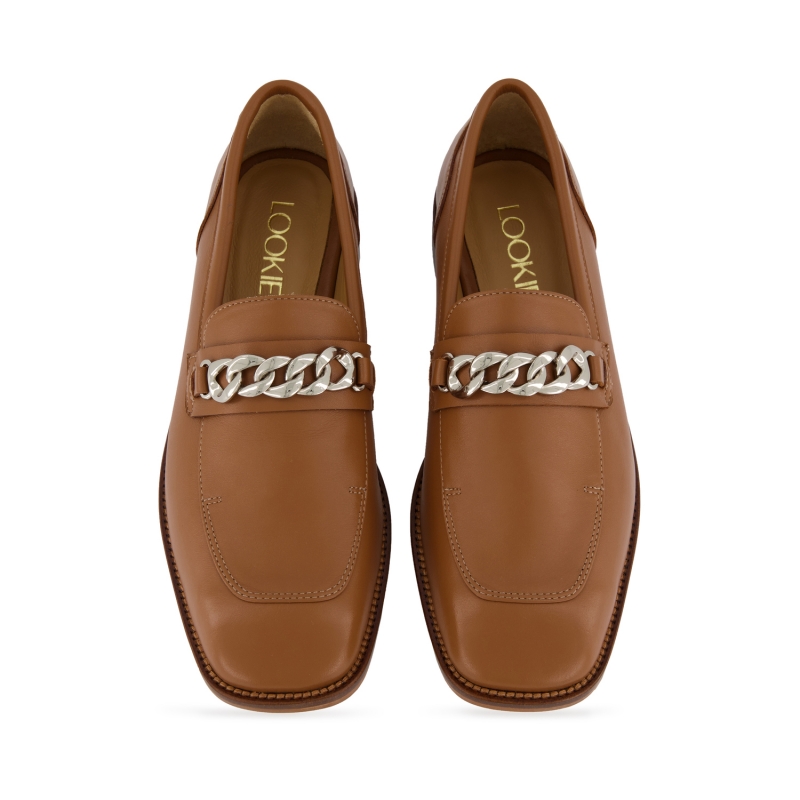Loafers Puff leather caramel photo - 2