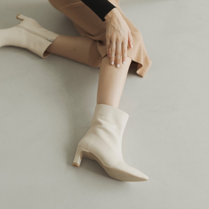 Ankle boots AUDREY milky... photo - 1