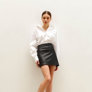 Black eco leather skirt