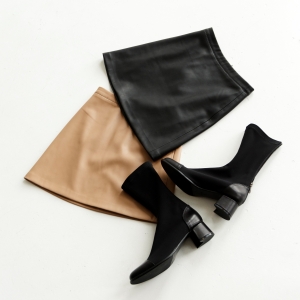 Black eco leather skirt фото-2