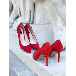 Sale Pumps 85 red suede photo - 4