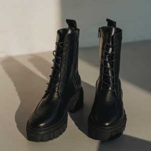 Ботинки Harlie черные кожаные photo - 1