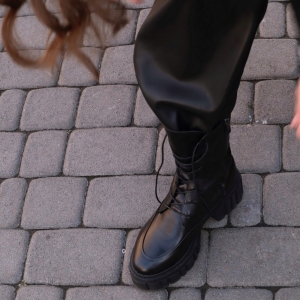 Ботинки Harlie черные кожаные фото-2