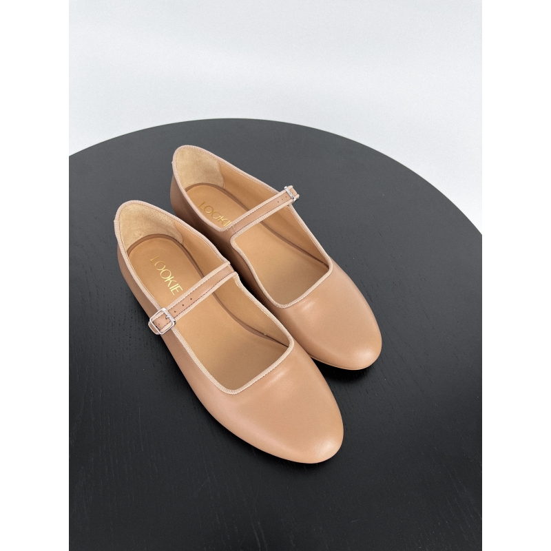 ballet flats Jul beige leather photo - 3