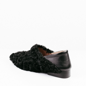 Black furry ballet flats Shaun фото-2