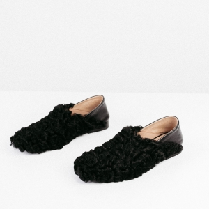 Black furry ballet flats Shaun photo - 3