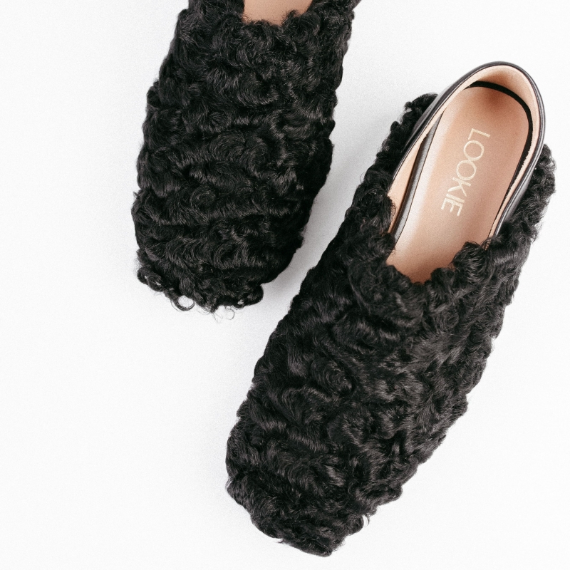 Black furry ballet flats Shaun photo - 9