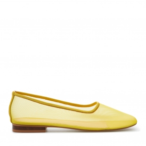 Mariyka yellow mesh ballerinas