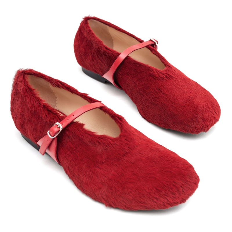 Ballet shoes Nino red fur photo - 3