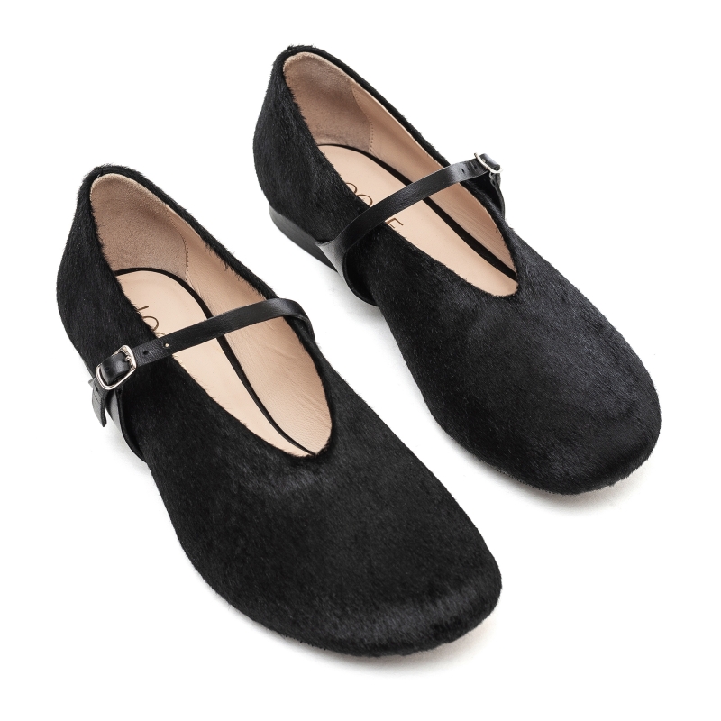 Ballet shoes Nino black fur photo - 3