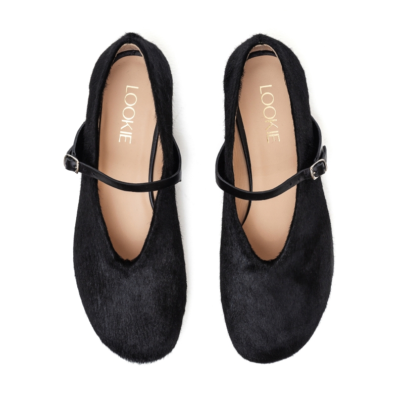 Ballet shoes Nino black fur photo - 2