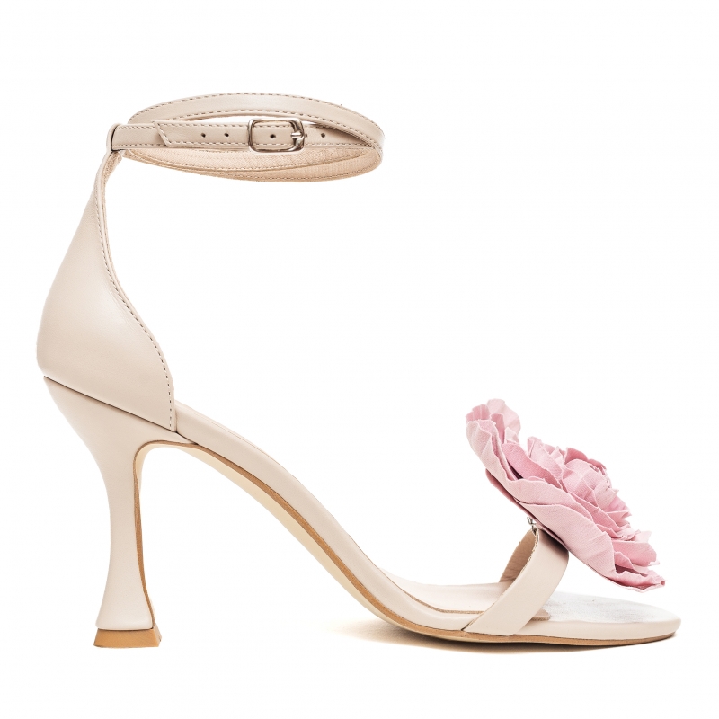 Sandals Nicole beige leather photo - 1