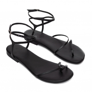 Amina black leather sandals photo - 3