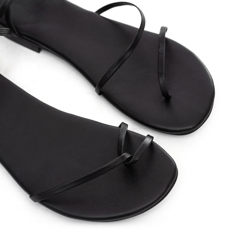 Amina black leather sandals photo - 5