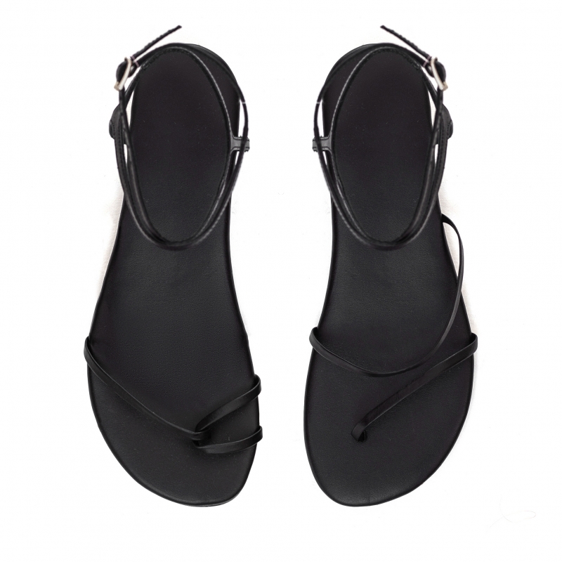 Amina black leather sandals photo - 1