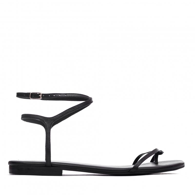 Amina black leather sandals photo - 6