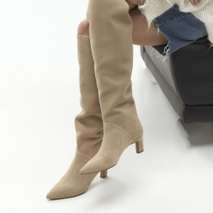 High boots Tracy beige suede photo - 2