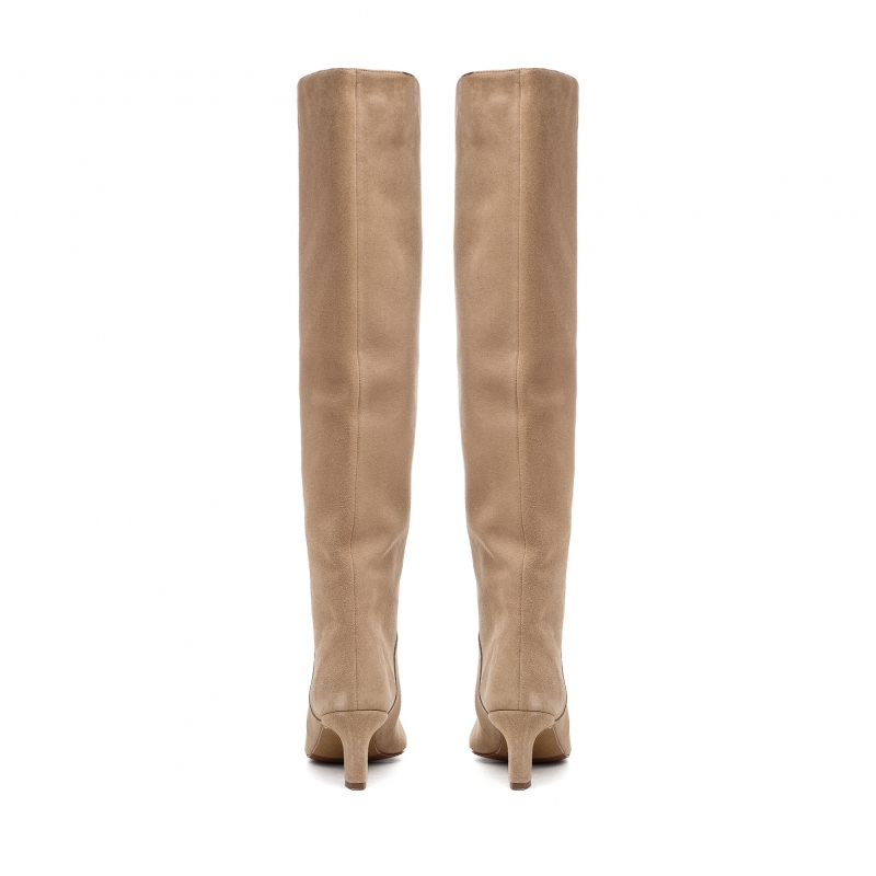 High boots Tracy beige suede photo - 7