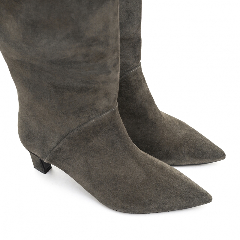 High boots Tracy Long dark green suede