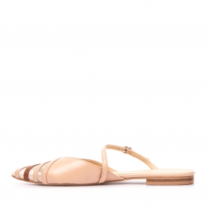 Mules Lea Flats beige leather photo - 4