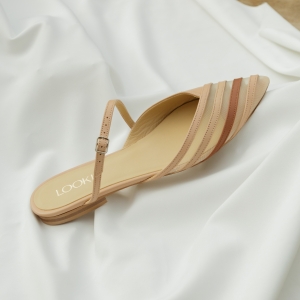 Mules Lea Flats beige leather photo - 6